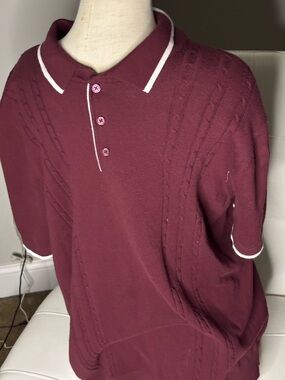Apt. 9 Burgundy Polo Sweater with White Trim